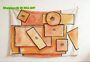 Hermès Inspired Orange Watercolor Flannel Throw Blanket IMG_5377